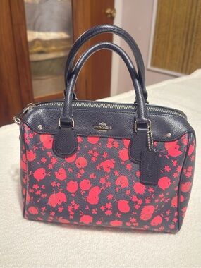 Coach black and Pink Floral Mini Satchel